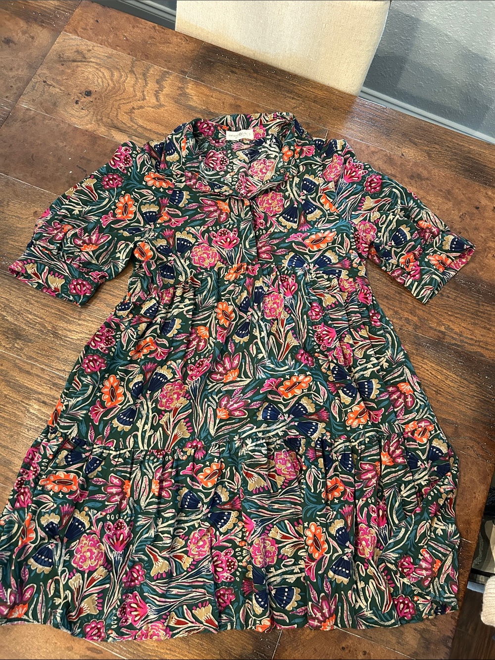 Natural Life Becca Short Dress Sz S Floral Pockets Tiered Boho Flowy